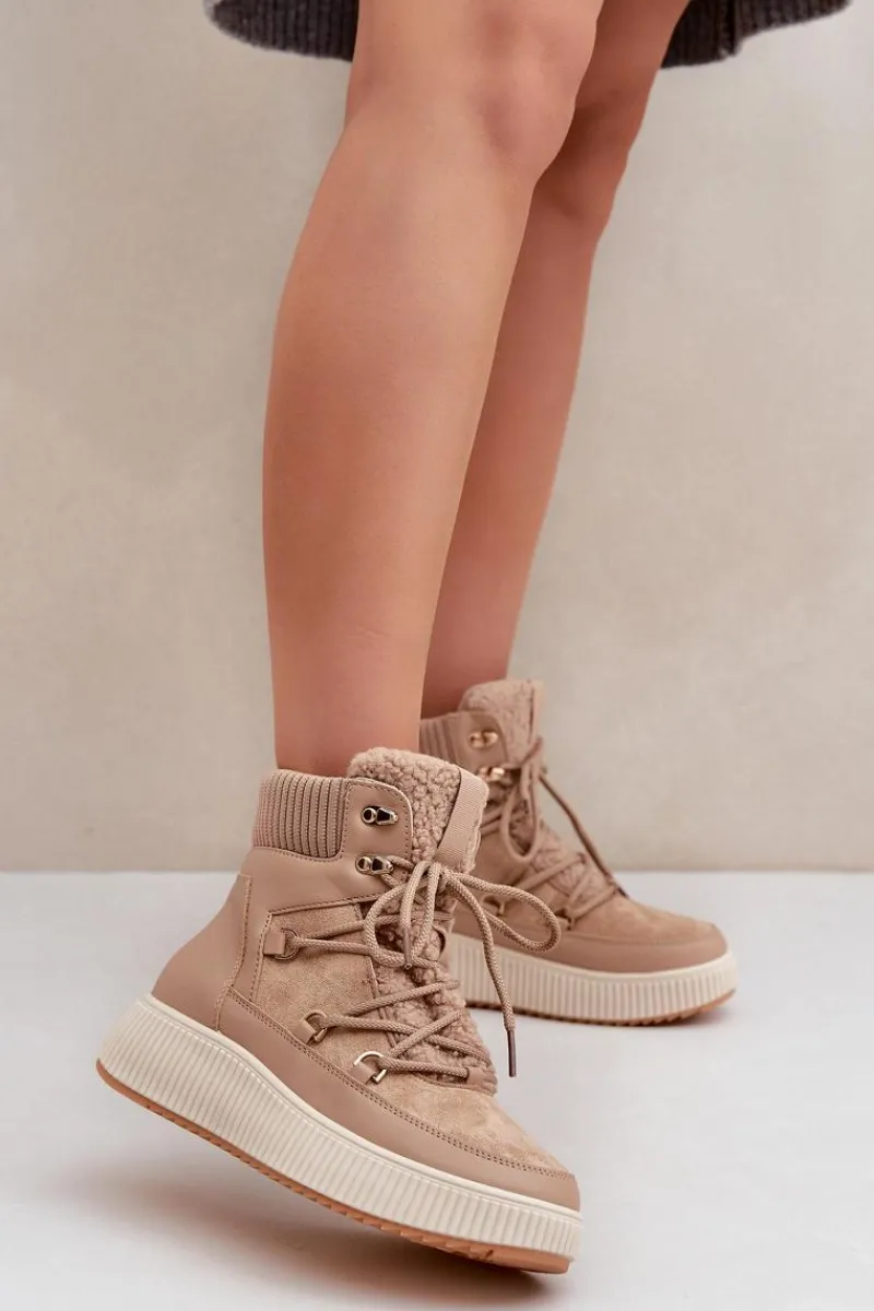 Śniegowce Damskie>Boto Niskie Śniegowce Na Platformie Brązowe Naliora