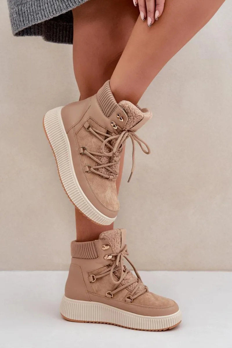 Śniegowce Damskie>Boto Niskie Śniegowce Na Platformie Brązowe Naliora