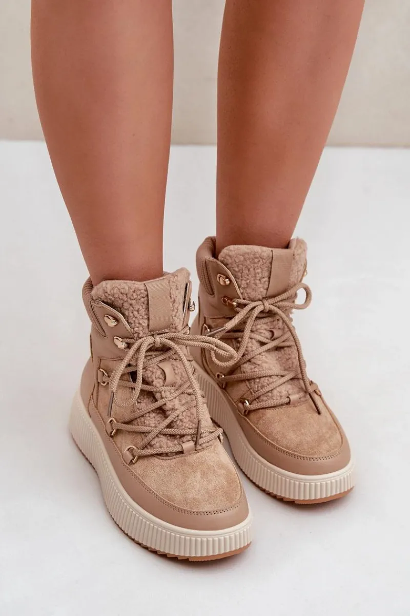 Śniegowce Damskie>Boto Niskie Śniegowce Na Platformie Brązowe Naliora