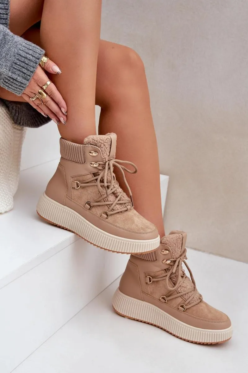 Śniegowce Damskie>Boto Niskie Śniegowce Na Platformie Brązowe Naliora