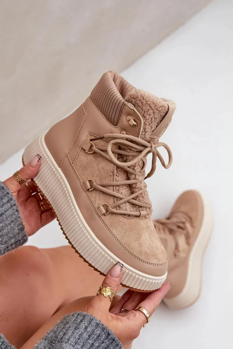 Śniegowce Damskie>Boto Niskie Śniegowce Na Platformie Brązowe Naliora