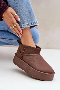 Sale Boto Niskie Śniegowce Na Platformie Brązowe Korfedi