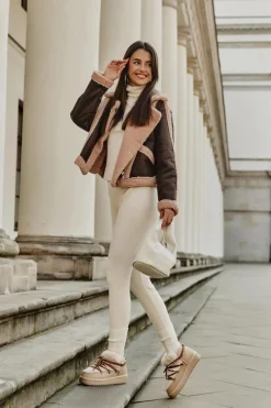 Clearance D.Franklin Niskie Śniegowce Na Platformie Z Futerkiem DFSH370011 Beżowe Beżowy