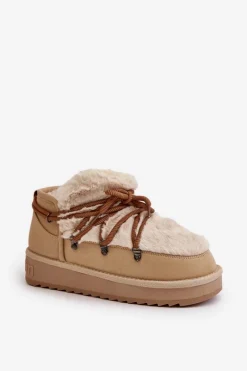 Clearance D.Franklin Niskie Śniegowce Na Platformie Z Futerkiem DFSH370011 Beżowe Beżowy
