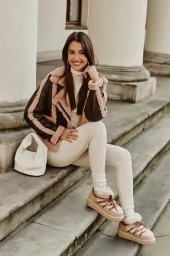 Clearance D.Franklin Niskie Śniegowce Na Platformie Z Futerkiem DFSH370011 Beżowe Beżowy