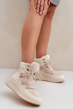 Best Boto Niskie Śniegowce Na Platformie Jasnobeżowe Naliora