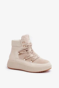 Best Boto Niskie Śniegowce Na Platformie Jasnobeżowe Naliora