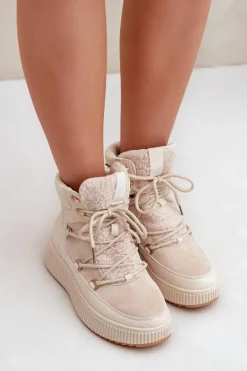 Best Boto Niskie Śniegowce Na Platformie Jasnobeżowe Naliora
