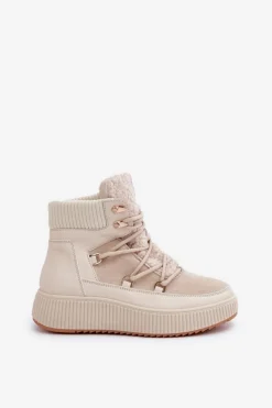 Best Boto Niskie Śniegowce Na Platformie Jasnobeżowe Naliora