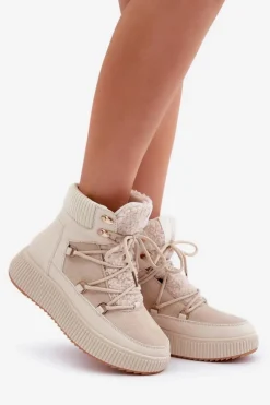Best Boto Niskie Śniegowce Na Platformie Jasnobeżowe Naliora