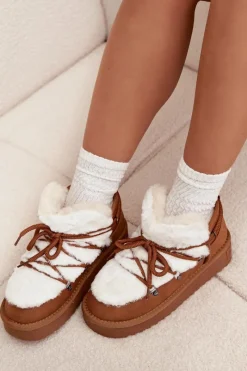 Śniegowce Damskie></noscript>D.Franklin Niskie Śniegowce Na Platformie Z Futerkiem DFSH370011 Camel Brązowy