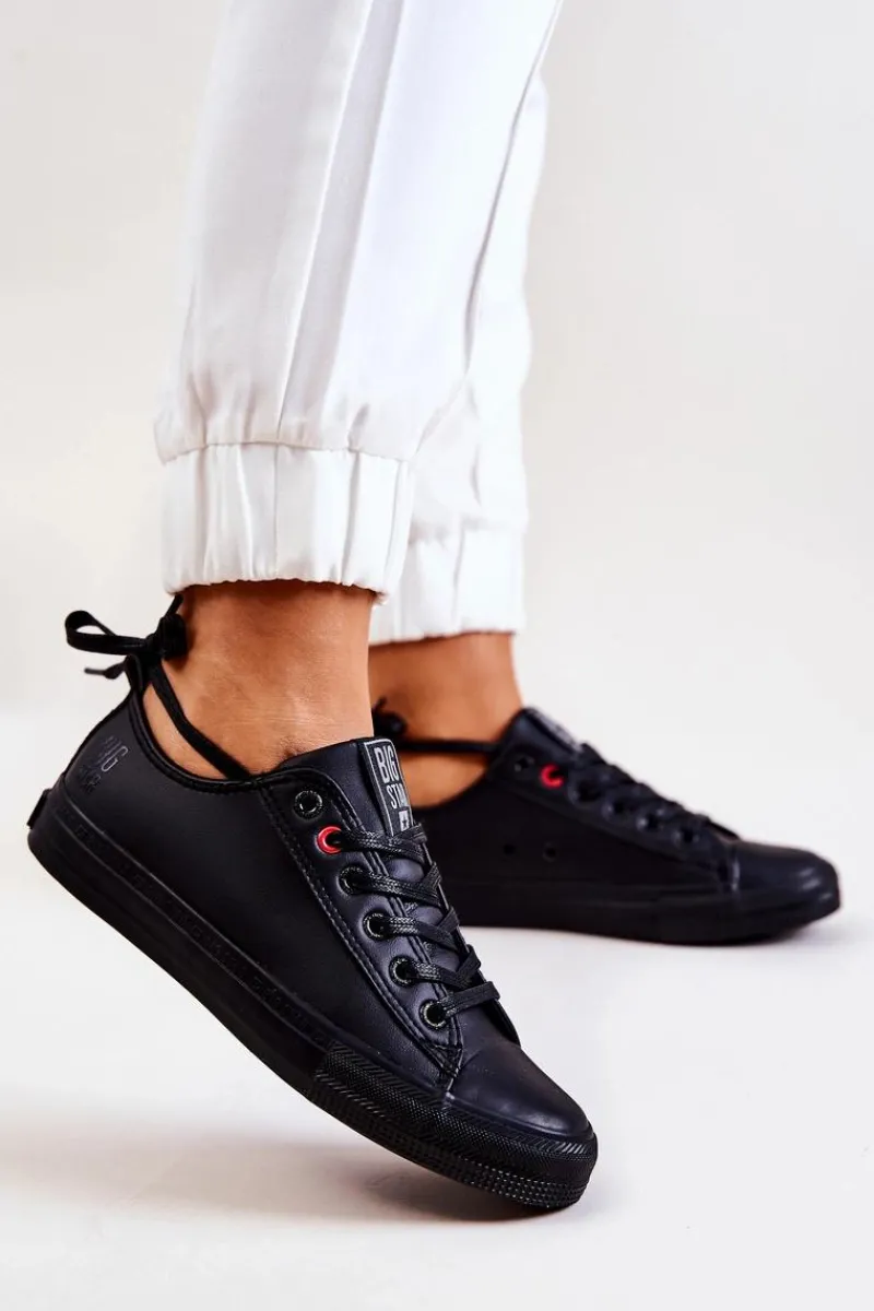 Clearance Big Star Shoes Niskie Skórzane Tenisówki Big Star JJ274006 Czarne Czarny