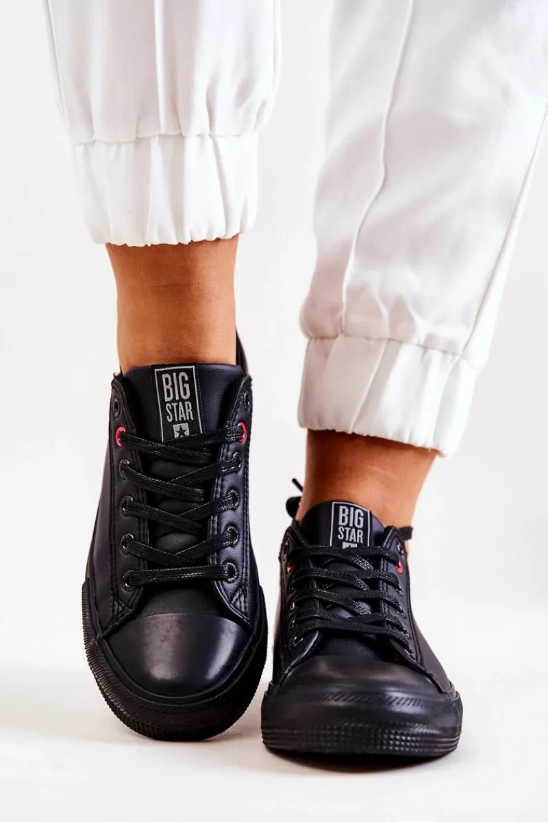 Clearance Big Star Shoes Niskie Skórzane Tenisówki Big Star JJ274006 Czarne Czarny