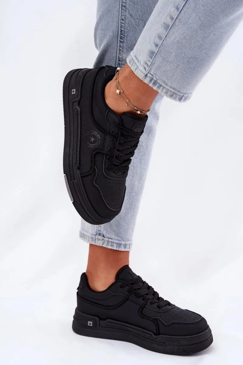 Best Big Star Shoes Niskie Sneakersy Damskie Big Star RR274A311 HI-POLY SYSTEM Czarne Czarny