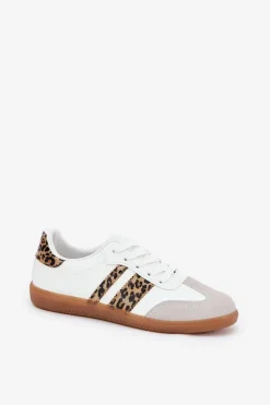 Sale Boto Niskie Sneakersy Damskie Z Eko Skóry Panterka Białe Nonalorin Biały