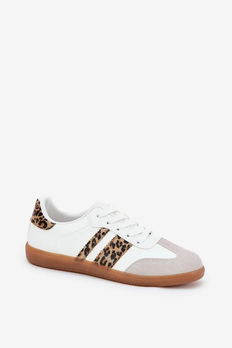 Sale Boto Niskie Sneakersy Damskie Z Eko Skóry Panterka Białe Nonalorin Biały