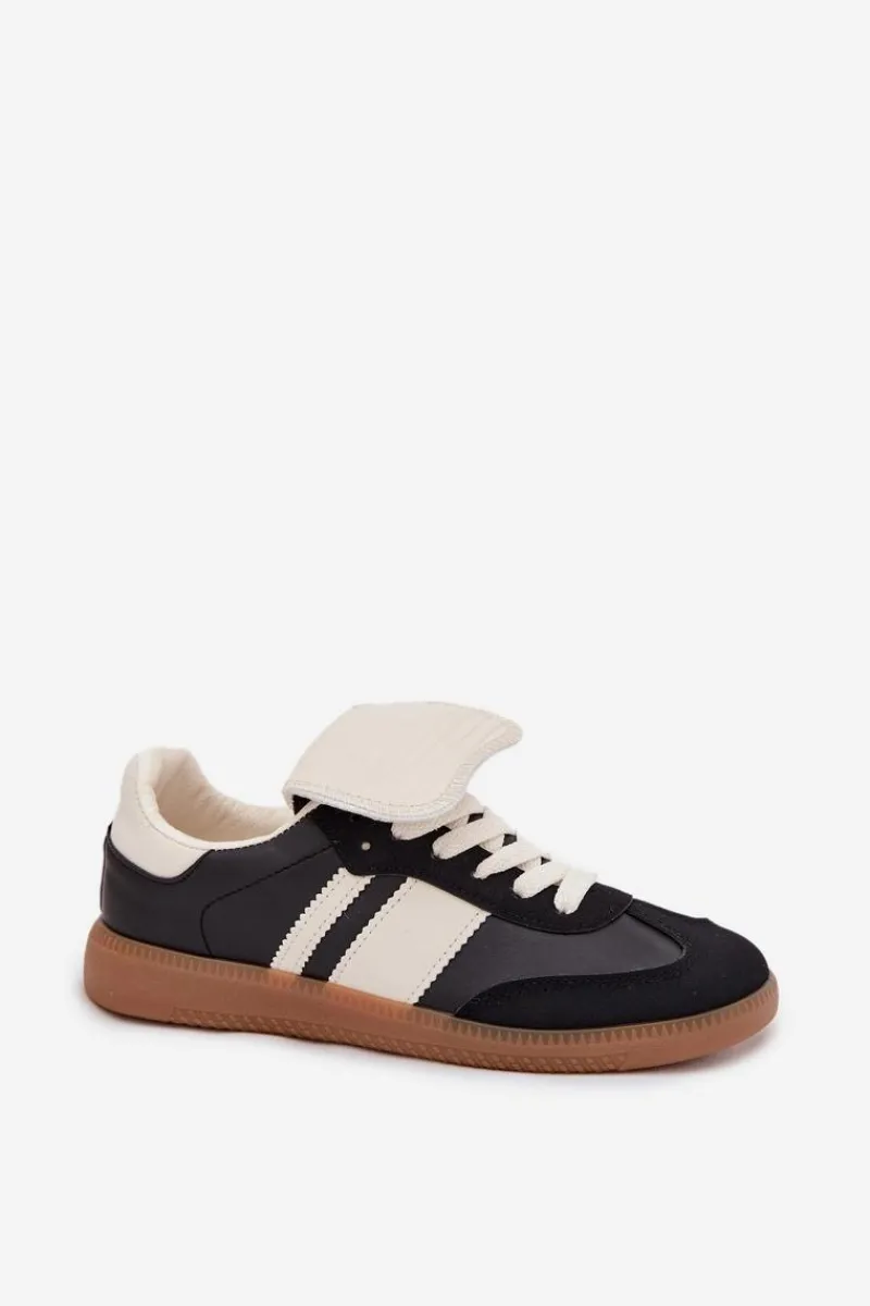 Sneakersy Damskie>Boto Niskie Sneakersy Damskie Z Wywiniętym Językiem Czarne Ardira Czarny