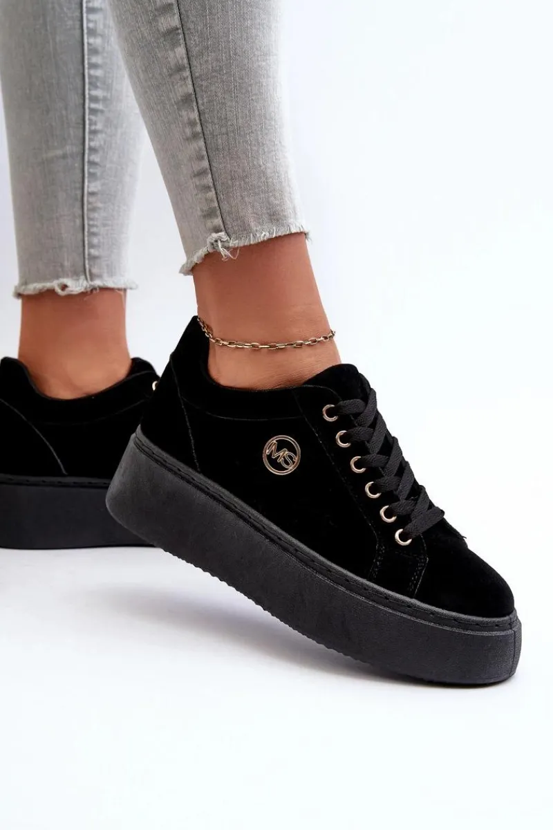 Buty Sportowe Na Platformie|Sneakersy Damskie>Boto Niskie Sneakersy Damskie Na Platformie Czarne Telirra