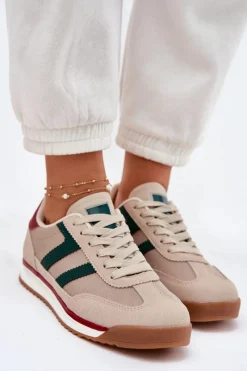 Boto Niskie Sneakersy Damskie Ciemnobeżowe Rulaana