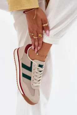 Boto Niskie Sneakersy Damskie Ciemnobeżowe Rulaana