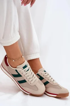 Boto Niskie Sneakersy Damskie Ciemnobeżowe Rulaana