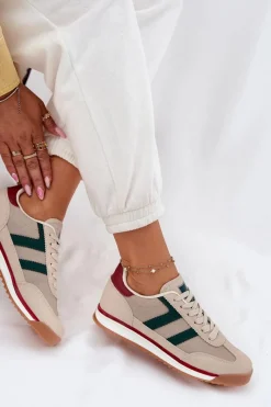 Boto Niskie Sneakersy Damskie Ciemnobeżowe Rulaana