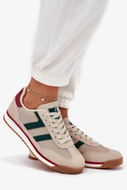 Boto Niskie Sneakersy Damskie Ciemnobeżowe Rulaana