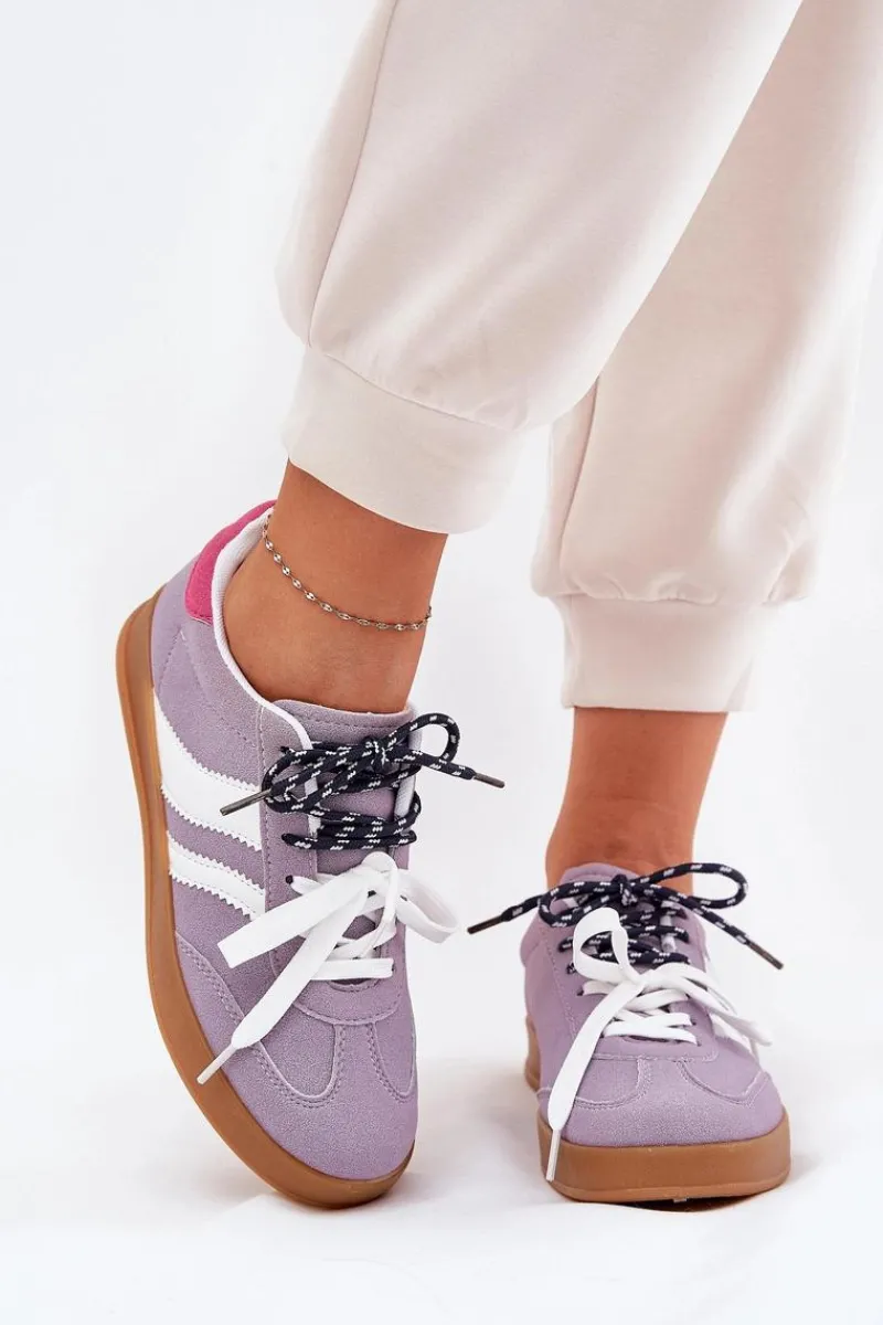 Sneakersy Damskie>Boto Niskie Sneakersy Damskie Z Podwójnym Sznurowaniem Fioletowe Ventus Fioletowy