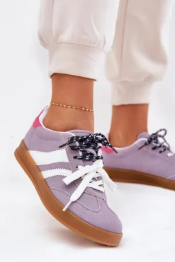 Sneakersy Damskie>Boto Niskie Sneakersy Damskie Z Podwójnym Sznurowaniem Fioletowe Ventus Fioletowy