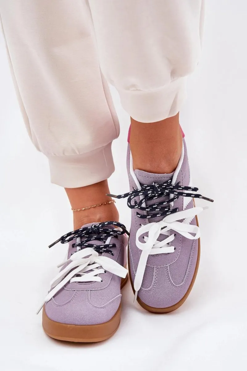 Sneakersy Damskie>Boto Niskie Sneakersy Damskie Z Podwójnym Sznurowaniem Fioletowe Ventus Fioletowy
