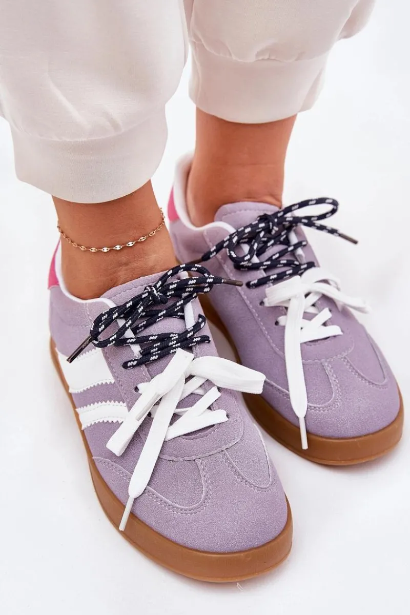 Sneakersy Damskie>Boto Niskie Sneakersy Damskie Z Podwójnym Sznurowaniem Fioletowe Ventus Fioletowy