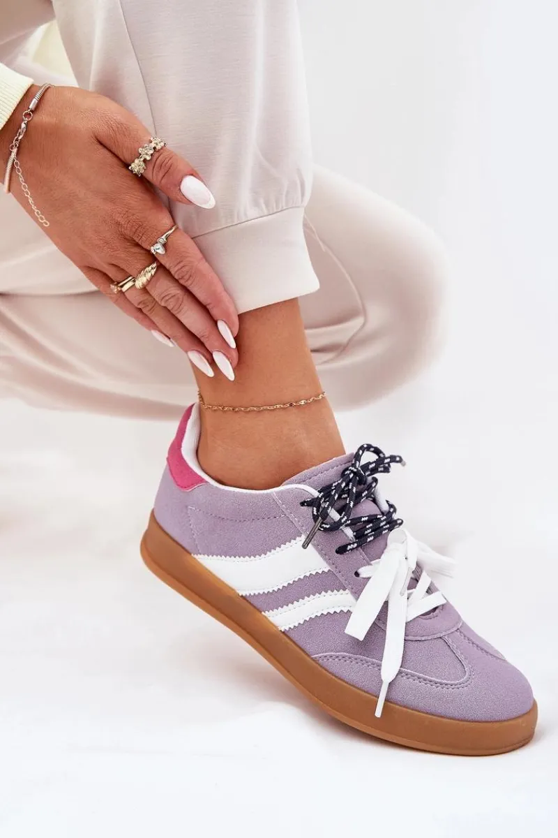 Sneakersy Damskie>Boto Niskie Sneakersy Damskie Z Podwójnym Sznurowaniem Fioletowe Ventus Fioletowy