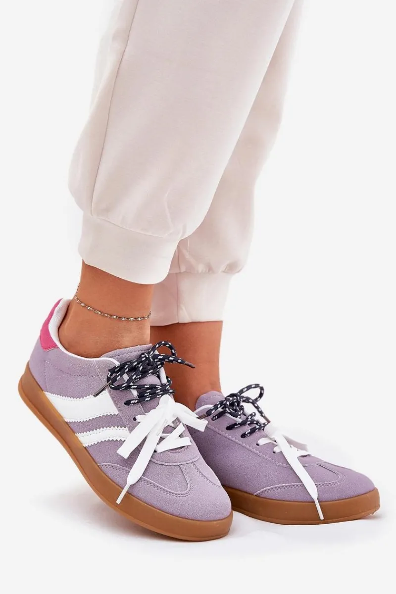 Sneakersy Damskie>Boto Niskie Sneakersy Damskie Z Podwójnym Sznurowaniem Fioletowe Ventus Fioletowy