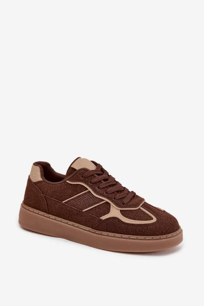 Outlet Boto Niskie Sneakersy Damskie Brązowe Brenelle Brązowy