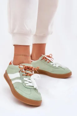 New Boto Niskie Sneakersy Damskie Z Podwójnym Sznurowaniem Zielone Ventus