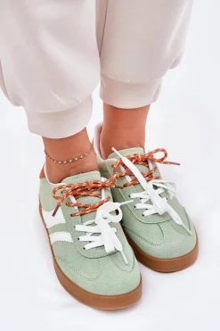 New Boto Niskie Sneakersy Damskie Z Podwójnym Sznurowaniem Zielone Ventus