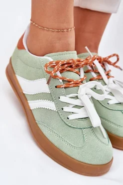 New Boto Niskie Sneakersy Damskie Z Podwójnym Sznurowaniem Zielone Ventus