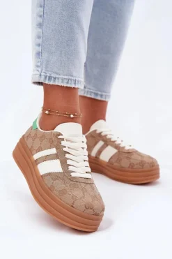 Buty Sportowe Na Platformie|Sneakersy Damskie>Boto Niskie Sneakersy Na Platformie Khaki Ovivene