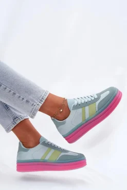 Sale Niskie Sneakersy Na Platformie Niebieskie Ovivene Damskie Buty Sportowe Na Platformie|Sneakersy Damskie