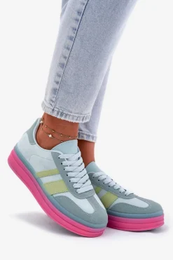 Sale Niskie Sneakersy Na Platformie Niebieskie Ovivene Damskie Buty Sportowe Na Platformie|Sneakersy Damskie