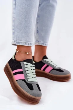 Best Boto Niskie Sneakersy Na Platformie Czarne Ovivene