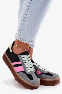 Best Boto Niskie Sneakersy Na Platformie Czarne Ovivene