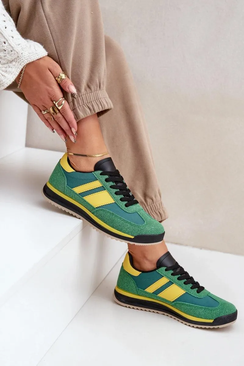 Clearance Niskie Sneakersy Trampki Damskie Zielone Sellira Damskie Trampki Damskie Niskie|Sneakersy Damskie