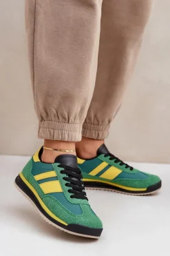 Clearance Niskie Sneakersy Trampki Damskie Zielone Sellira Damskie Trampki Damskie Niskie|Sneakersy Damskie