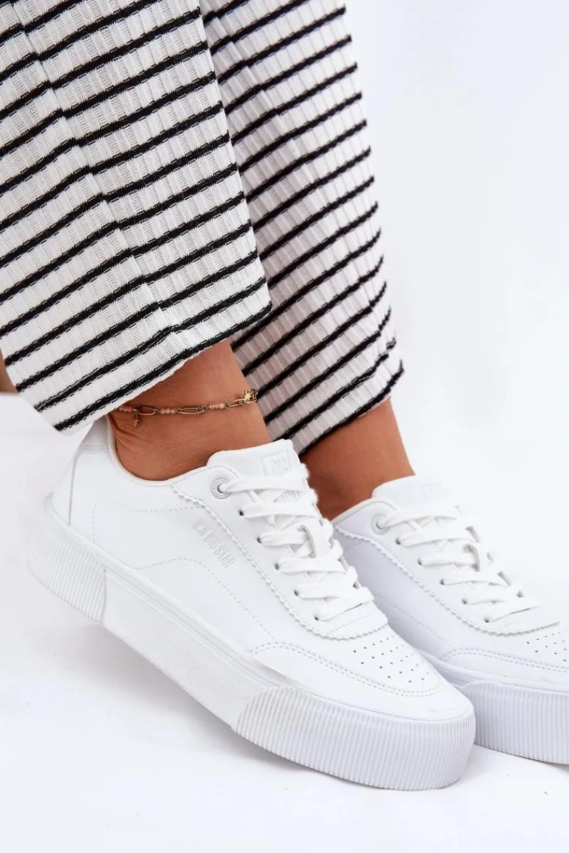 New Niskie Sneakersy Z Eko Skóry Big Star RR274303 Białe Damskie Buty Sportowe Big Star|Sneakersy Damskie