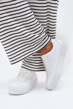 New Niskie Sneakersy Z Eko Skóry Big Star RR274303 Białe Damskie Buty Sportowe Big Star|Sneakersy Damskie