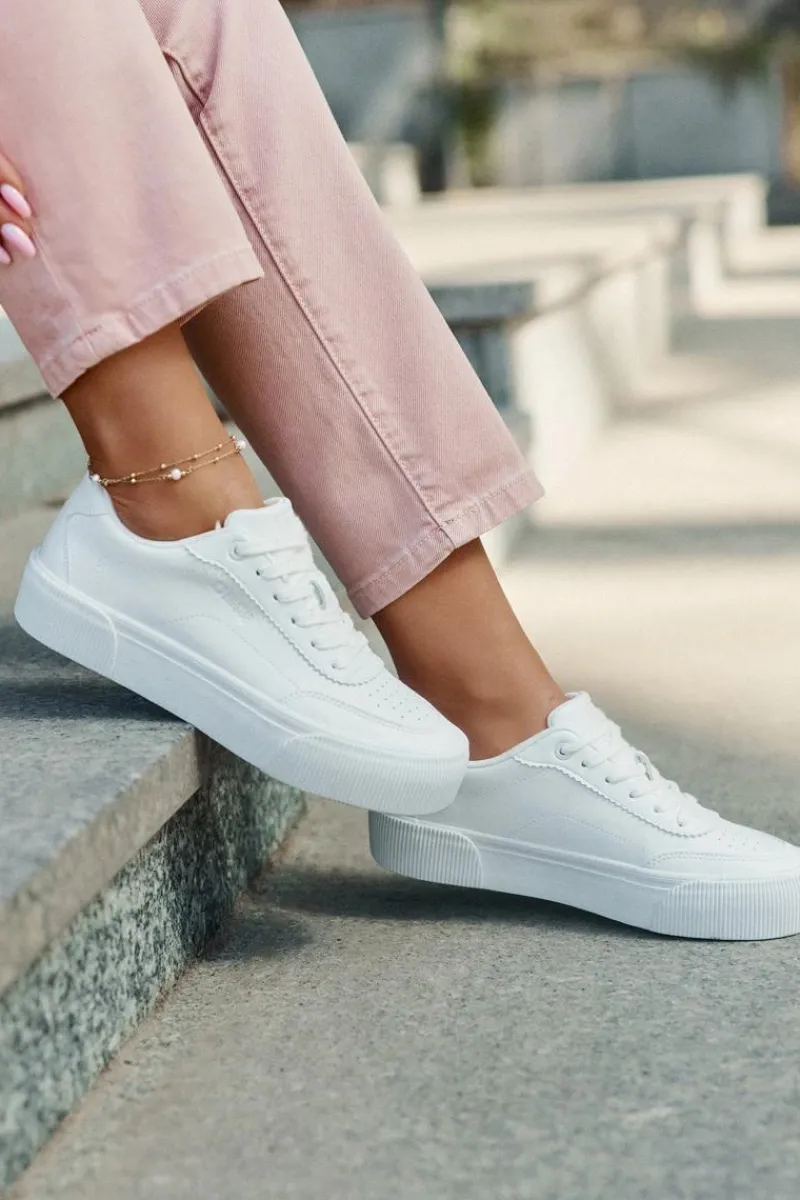 New Niskie Sneakersy Z Eko Skóry Big Star RR274303 Białe Damskie Buty Sportowe Big Star|Sneakersy Damskie