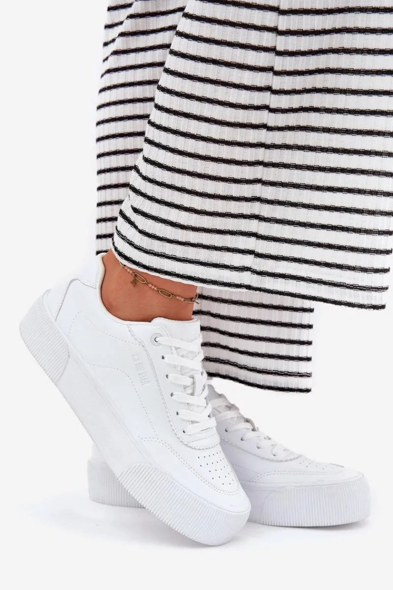 New Niskie Sneakersy Z Eko Skóry Big Star RR274303 Białe Damskie Buty Sportowe Big Star|Sneakersy Damskie