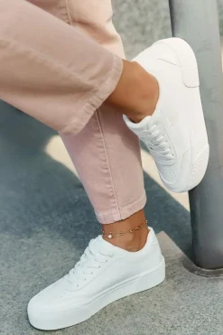 New Niskie Sneakersy Z Eko Skóry Big Star RR274303 Białe Damskie Buty Sportowe Big Star|Sneakersy Damskie