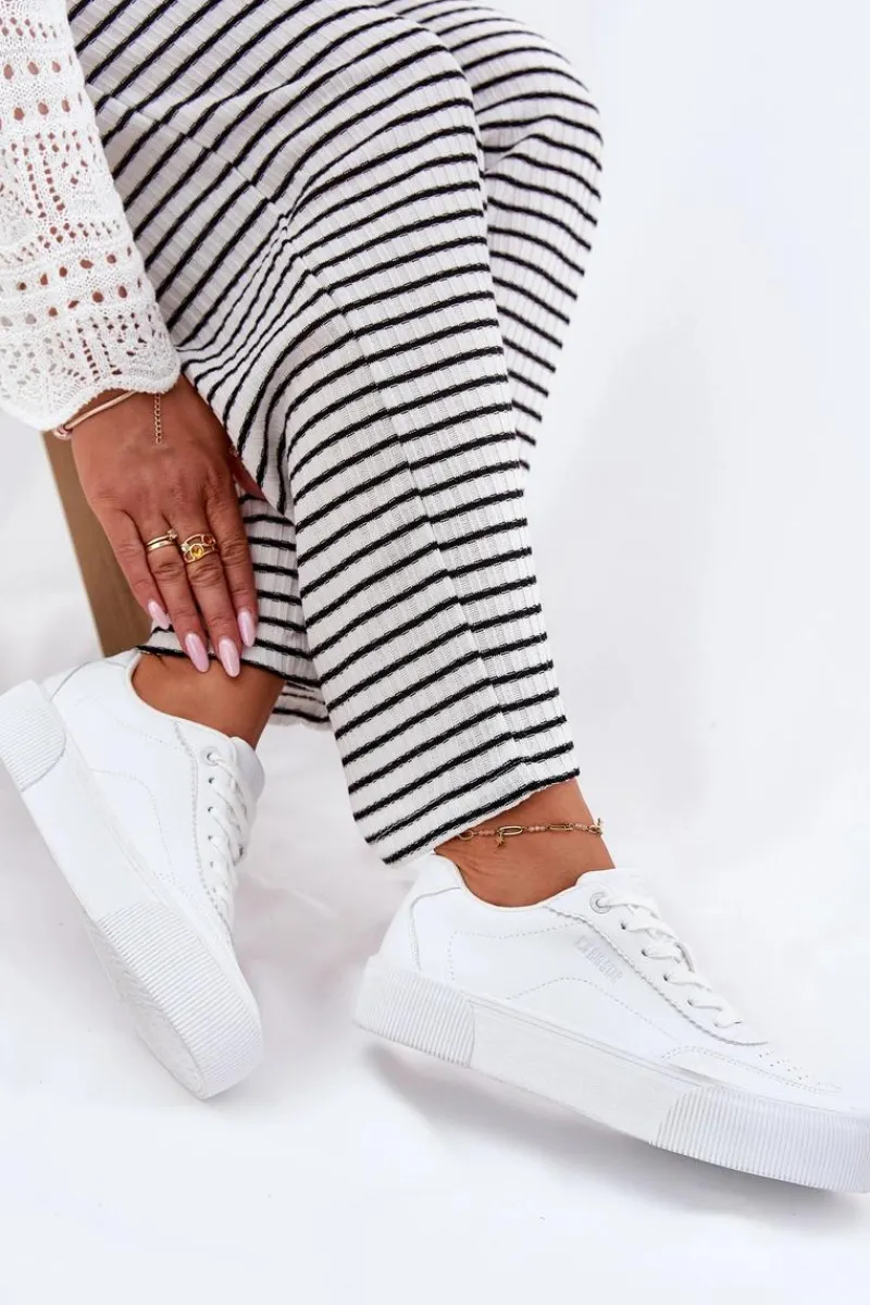 New Niskie Sneakersy Z Eko Skóry Big Star RR274303 Białe Damskie Buty Sportowe Big Star|Sneakersy Damskie